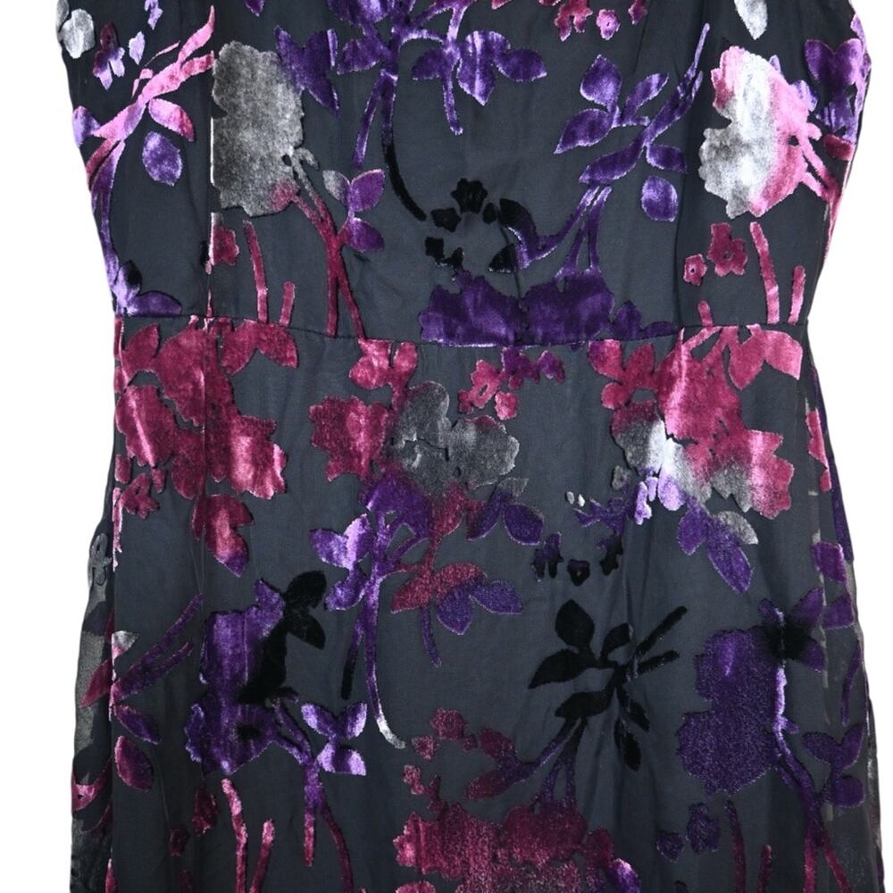 Taylor Womens 8 Black Floral Velvet Fully Lined Midi Dress NEW - Picture 6 of 12